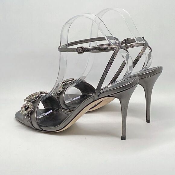 Manolo Blahnik Alvisa Crystal-Embellished Metallic Leather Sandals size 40 - Picture 6 of 13